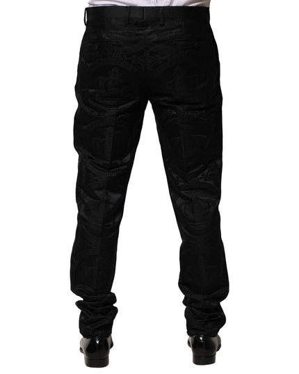 Dolce & Gabbana Black Cotton DG Crown Dress Pants