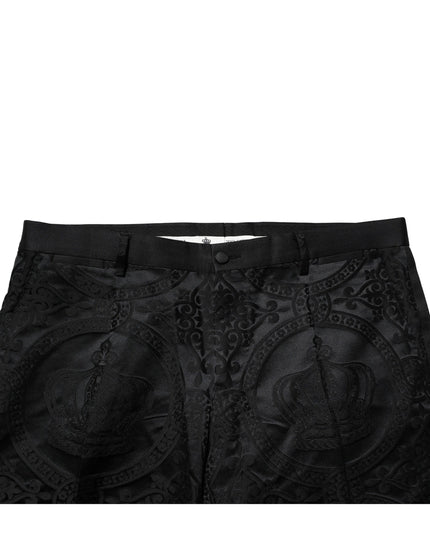 Dolce & Gabbana Black Cotton DG Crown Dress Pants