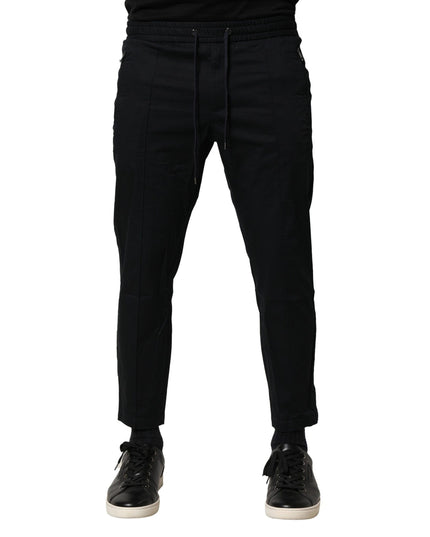 Dolce & Gabbana Black Cotton Mid Waist Jogger Pants