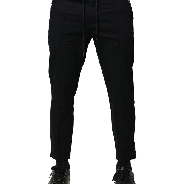 Dolce & Gabbana Black Cotton Mid Waist Jogger Pants