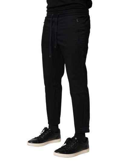 Dolce & Gabbana Black Cotton Mid Waist Jogger Pants