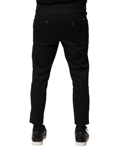 Dolce & Gabbana Black Cotton Mid Waist Jogger Pants