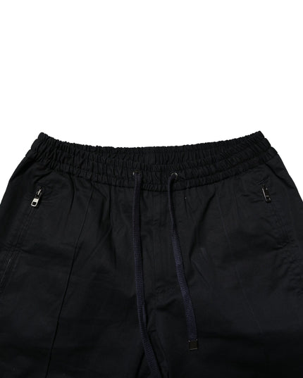 Dolce & Gabbana Black Cotton Mid Waist Jogger Pants