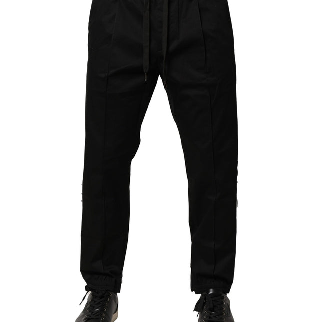 Dolce & Gabbana Black Cotton Mid Waist Jogger Pants