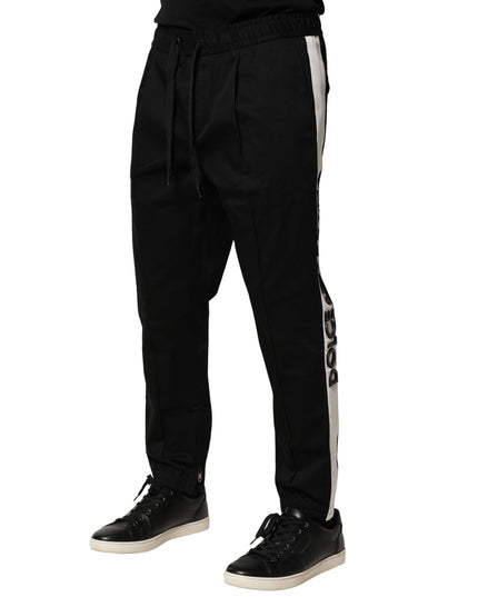 Dolce & Gabbana Black Cotton Mid Waist Jogger Pants