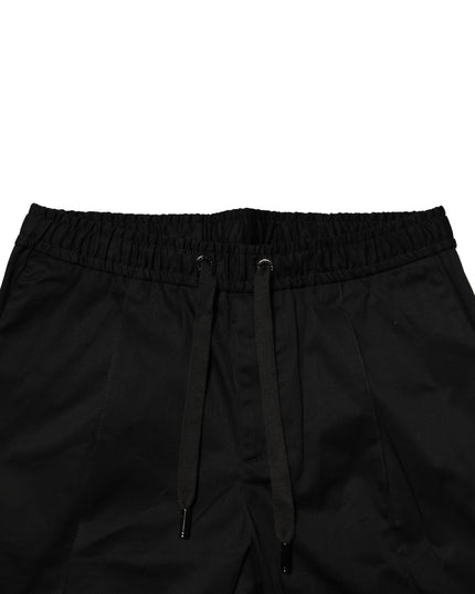 Dolce & Gabbana Black Cotton Mid Waist Jogger Pants
