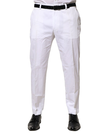 Dolce & Gabbana White Cotton Dress Slim Formal Pants