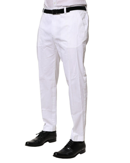 Dolce & Gabbana White Cotton Dress Slim Formal Pants