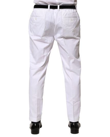 Dolce & Gabbana White Cotton Dress Slim Formal Pants