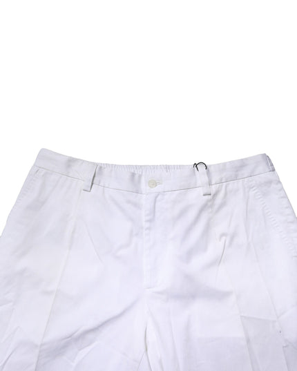 Dolce & Gabbana White Cotton Dress Slim Formal Pants