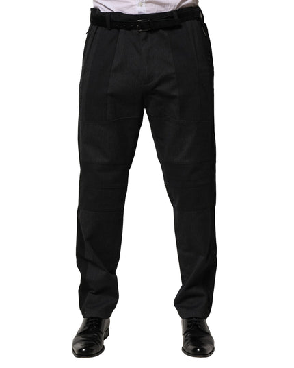 Dolce & Gabbana Black Cotton Dress Slim Formal Pants