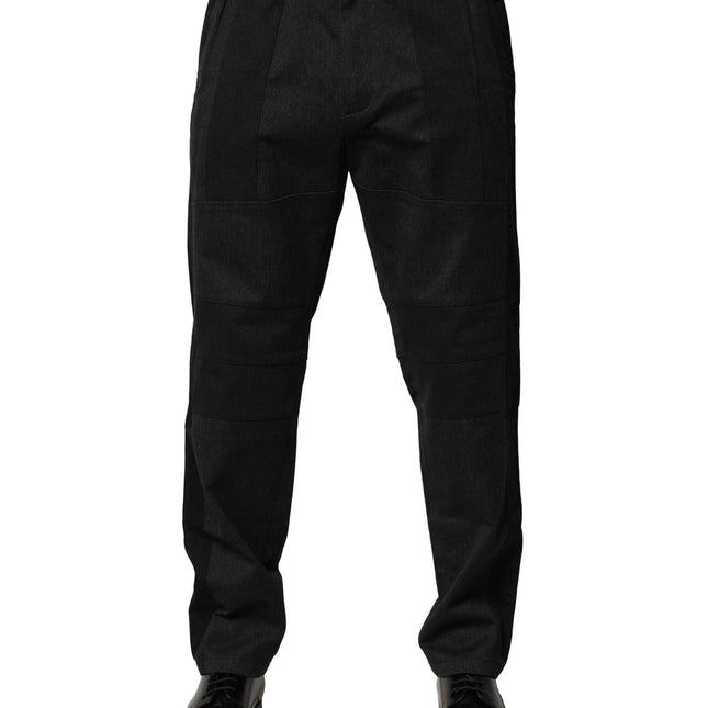 Dolce & Gabbana Black Cotton Dress Slim Formal Pants
