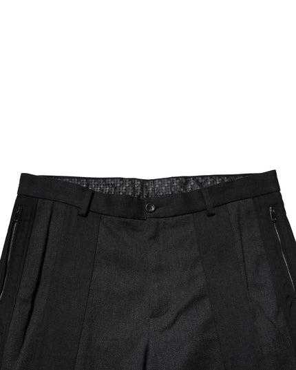Dolce & Gabbana Black Cotton Dress Slim Formal Pants