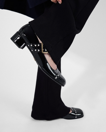 Prada Black Patent leather Mary Jane pumps