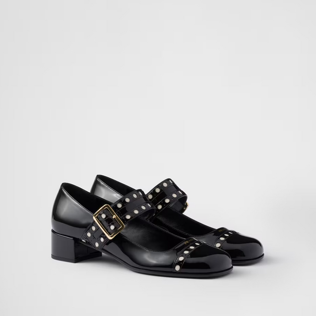 Prada Black Patent leather Mary Jane pumps