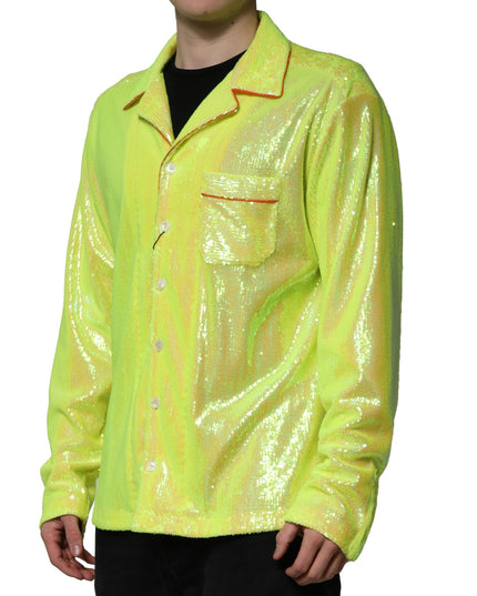 Dolce & Gabbana Yellow Sequin Polyester Lounge Casual Shirt
