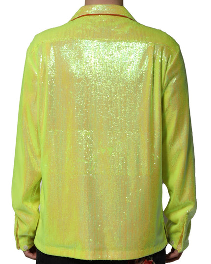 Dolce & Gabbana Yellow Sequin Polyester Lounge Casual Shirt