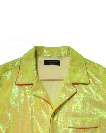 Dolce & Gabbana Yellow Sequin Polyester Lounge Casual Shirt