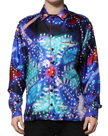 Dolce & Gabbana Multicolor Printed Silk Lounge Casual Shirt
