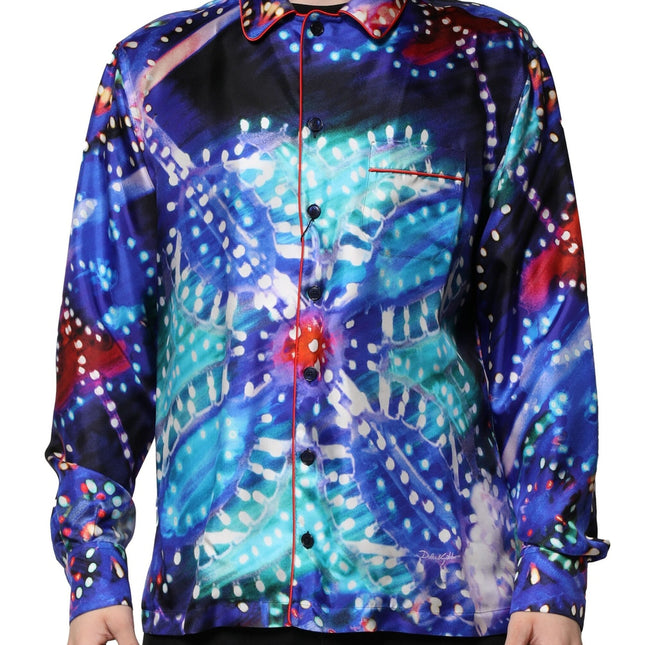 Dolce & Gabbana Multicolor Printed Silk Lounge Casual Shirt