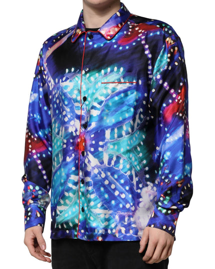 Dolce & Gabbana Multicolor Printed Silk Lounge Casual Shirt