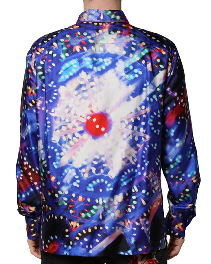 Dolce & Gabbana Multicolor Printed Silk Lounge Casual Shirt