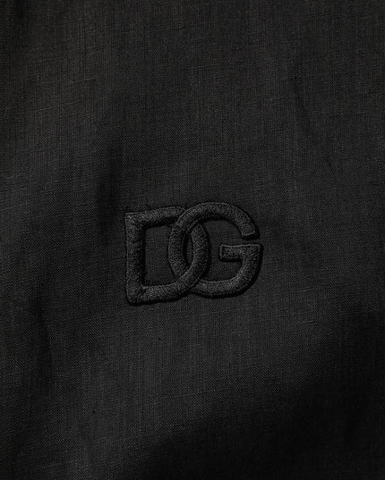 Dolce & Gabbana Black Linen Long Sleeves Men Casual Shirt