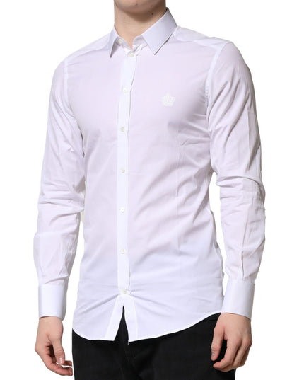 Dolce & Gabbana White GOLD Long Sleeves Men Dress Formal Shirt