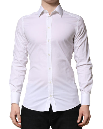 Dolce & Gabbana White GOLD Long Sleeves Men Dress Formal Shirt