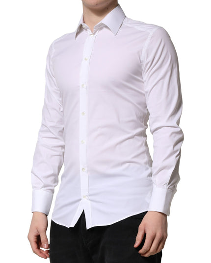 Dolce & Gabbana White GOLD Long Sleeves Men Dress Formal Shirt