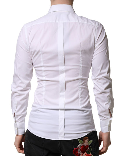 Dolce & Gabbana White GOLD Long Sleeves Men Dress Formal Shirt