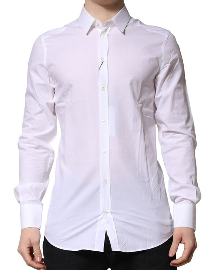 Dolce & Gabbana White GOLD Long Sleeves Dress Formal Shirt