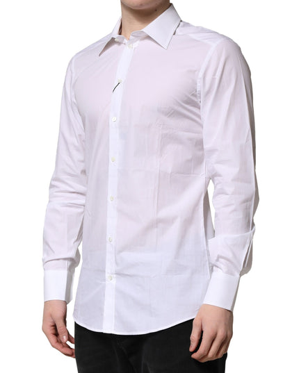Dolce & Gabbana White Cotton Long Sleeves GOLD Formal Shirt