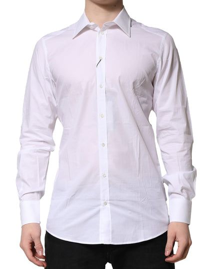Dolce & Gabbana White Cotton GOLD Long Sleeves Formal Shirt