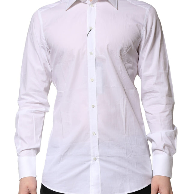 Dolce & Gabbana White Cotton GOLD Long Sleeves Formal Shirt