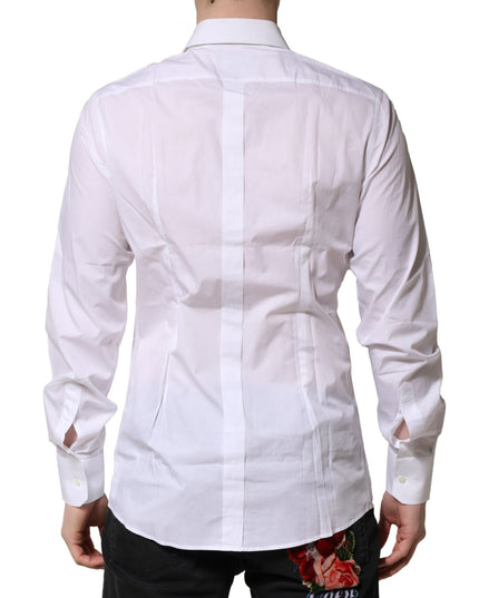 Dolce & Gabbana White Cotton GOLD Long Sleeves Formal Shirt