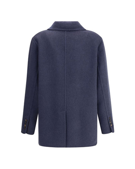 Brunello Cucinelli Blue Cashmere Coat