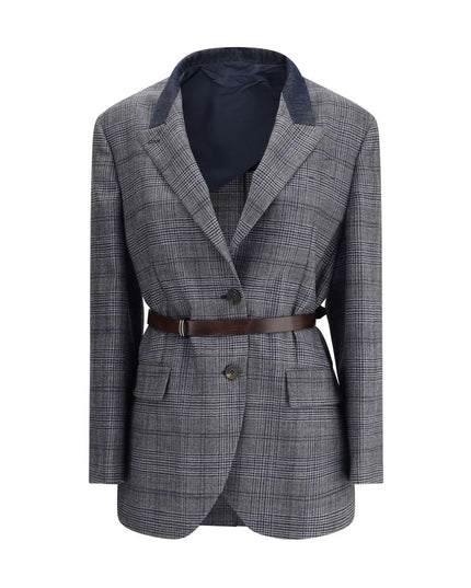 Brunello Cucinelli Gray Fleece Wool Blazer