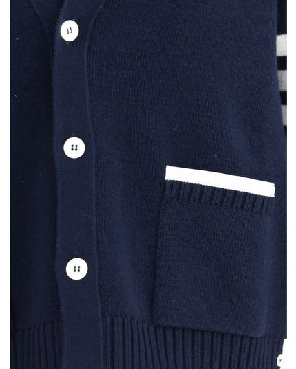 Thom Browne Blue Merino Wool Cardigan