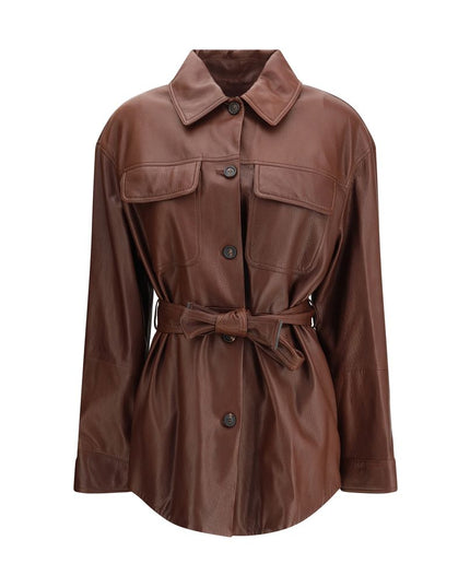 Brunello Cucinelli Brown Leather Jacket
