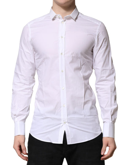 Dolce & Gabbana White Cotton GOLD Long Sleeves Formal Shirt