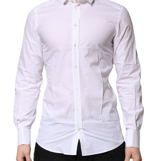 Dolce & Gabbana White Cotton GOLD Long Sleeves Formal Shirt