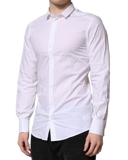 Dolce & Gabbana White Cotton GOLD Long Sleeves Formal Shirt