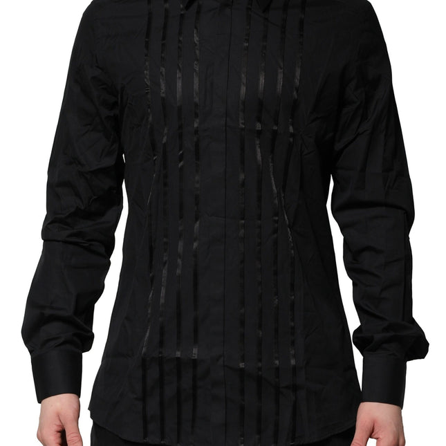 Dolce & Gabbana Black Cotton GOLD Mens Dress Formal Shirt