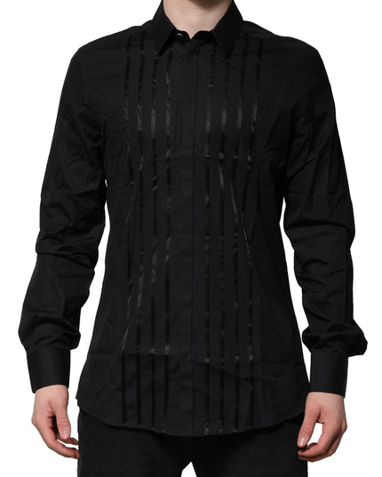 Dolce & Gabbana Black Cotton GOLD Mens Dress Formal Shirt
