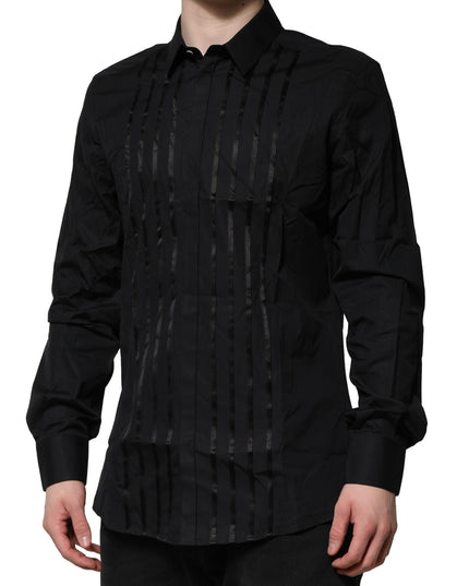 Dolce & Gabbana Black Cotton GOLD Mens Dress Formal Shirt