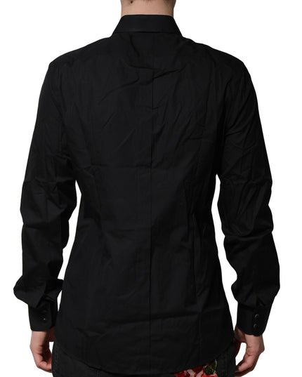 Dolce & Gabbana Black Cotton GOLD Mens Dress Formal Shirt