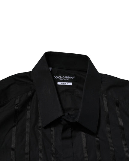 Dolce & Gabbana Black Cotton GOLD Mens Dress Formal Shirt