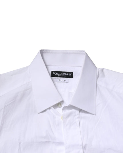Dolce & Gabbana White GOLD Cotton Men Dress Formal Shirt
