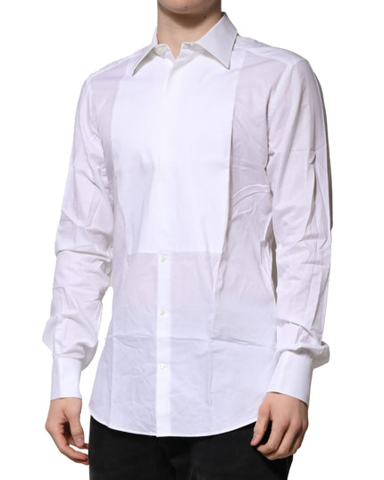 Dolce & Gabbana White Bib Cotton Poplin GOLD Men Formal Shirt